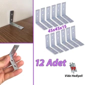 12 Adet Mobilya Eşya Dolap Duvar Sabitleyici Köşe Bağlantı L Demir Gönye Deprem Güvenliği 45x45x15mm - 1