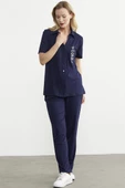 Nakış Detaylı Gömlek Pantolon Takım - Lacivert - 5