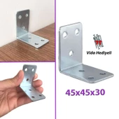 Mobilya Eşya Dolap Duvar Sabitleyici Köşe Bağlantı L Demir Gönye Deprem Güvenliği 45x45x30mm thumbnail 1