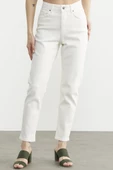 Likralı Fit Mom Jean - Ekru - 4