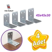 4 Adet Mobilya Eşya Dolap Duvar Sabitleyici Köşe Bağlantı L Demir Gönye Deprem Güvenliği 45x45x30mm - 1