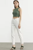 Likralı Fit Mom Jean - Ekru - 3