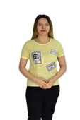 Kadın Çizğili Baskılı Tişört BGL1497 thumbnail 2