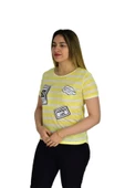 Kadın Çizğili Baskılı Tişört BGL1497 thumbnail 4