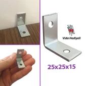Mobilya Eşya Dolap Duvar Sabitleyici Köşe Bağlantı L Demir Gönye Deprem Güvenliği 25x25x15mm - 1