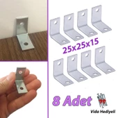 8 Adet Mobilya Eşya Dolap Duvar Sabitleyici Köşe Bağlantı L Demir Gönye Deprem Güvenliği 25x25x15mm thumbnail 1