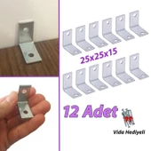 12 Adet Mobilya Eşya Dolap Duvar Sabitleyici Köşe Bağlantı L Demir Gönye Deprem Güvenliği 25x25x15mm - 1