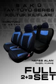 Bakü Serisi Tay Tüyü Siyah Mavi Oto Koltuk Kılıfı 5li Takım Set - 3