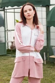 Fermuarlı Tunik Krep Takım - Pembe thumbnail 3