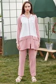 Fermuarlı Tunik Krep Takım - Pembe thumbnail 1