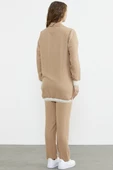 Şal Yaka Fermuarlı Krep Takım - Kamel thumbnail 7