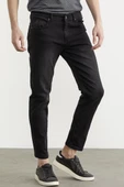 Eskitme Yıkamalı Slim Fit Jean Pantolon - Siyah - 4