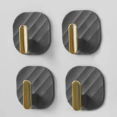 Askı Dolap Kapak Kulpu Gri 2 'li Yapışkanlı Retro Askılık - 3