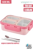 Vagonlife Lunch Box 620 ML Tek Kat Üç Bölmeli Metal Kaşıklı Yeni Nesil Sefer Tası-FFLBOX7097 - 10
