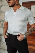 Erkek Fermuarlı Polo Yaka Triko T-Shirt - 2