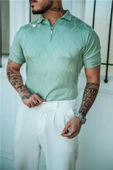 Erkek Fermuarlı Polo Yaka Triko T-Shirt - 6
