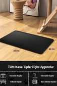 MAtGo Pati Evcil Hayvan Beslenme Matı Kaymaz Su Geçirmez Siyah Suni Deri Kedi Köpek Mama Paspası 50x70cm - 2