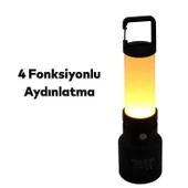 Abajur El Feneri Kablo Şarjlı Led Işıldak Kamp Lambası Gece Aydınlatma 5 W Beyaz Işık Lityum Pil - 4