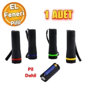 Pil Hediyeli Portatif Pilli Küçük El Feneri Kamp Lambası Işıldak Zoomlu Fener Lambası 1 Adet - 1