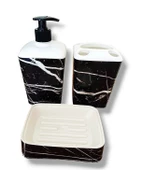 3 Parça Mermer Desen Banyo Seti - 2