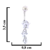 316L Çelik Yıldız Model Zirkon Taşlı Piercing  PRC-217 - 3