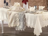 Fransız Güpürlü Lara Şönil Masa Örtüsü Takımı 26 Parça thumbnail 4