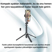 Polham 2in1 Kumandalı Selfie Çubuğu ve Tripod, Telefon, Fotoğraf Makinası İçin 140 Cm Tripod Selfie Çubuğu - 4