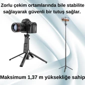 Polham 2in1 Kumandalı Selfie Çubuğu ve Tripod, Telefon, Fotoğraf Makinası İçin 140 Cm Tripod Selfie Çubuğu - 3