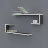 Kenzlife kitaplık kayra 015*060*20*2 gri duvar rafı - 1