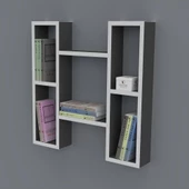 Kenzlife kitaplık melisa 060*060*20 gri duvar rafı - 1