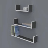 Kenzlife kitaplık müjgan 012*060-045-030*20 gri duvar rafı - 1