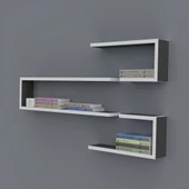 Kenzlife kitaplık nevres 060*100*20 gri duvar rafı thumbnail 1