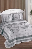 Çift Kişilik Microfiber Kapitone Yatak Örtüsü Palmira Gri - 1