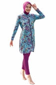 Ruko Maio Kadın Mor Desenli Uzun Kol Tesettür Mayo 24221 thumbnail 2