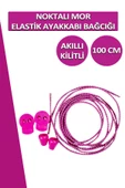 Akıllı Kilitli Elastik Noktalı Ayakkabı Bağcık 100 CM - 12