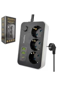 SH-4626 3lü Akım Korumalı Priz 2 Metre Anahtarlı 10A 2500 Watt 2xusb 1xtype-C - 1