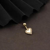 Kalp Model Altın Göbek Piercing 14 Ayar thumbnail 4