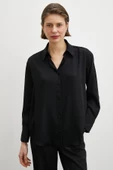 Viskon Saten Gömlek Siyah thumbnail 2