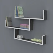 Kenzlife kitaplık gülin 055*080*20 gri duvar rafı - 1