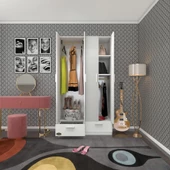 Kenzlife gardırop 4 kapılı 2 çekmeceli biberiye 182*100*42 byz kapaklı gardolap dolap thumbnail 1