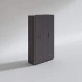 Kenzlife gardırop 4 kapılı 2 çekmeceli biberiye 182*100*42 gri kapaklı gardolap dolap thumbnail 2