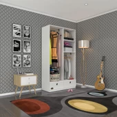 Kenzlife giysi dolabı 2 bölmeli 2 çekmeceli bedri 182*100*42 byz dolap kapaksız - 1
