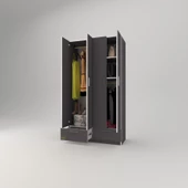 Kenzlife gardırop 4 kapılı 2 çekmeceli biberiye 182*100*42 gri kapaklı gardolap dolap thumbnail 3