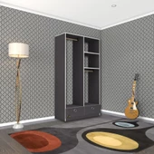 Kenzlife giysi dolabı 2 bölmeli 2 çekmeceli bedri 182*100*42 gri dolap kapaksız thumbnail 3