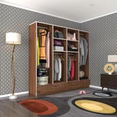 Kenzlife giysi dolabı 4 bölmeli 4 çekmeceli kamil 182*200*42 cvz dolap kapaksız thumbnail 1