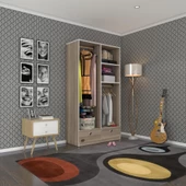 Kenzlife giysi dolabı 2 bölmeli 2 çekmeceli bedri 182*100*42 crd dolap kapaksız thumbnail 1