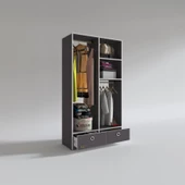 Kenzlife giysi dolabı 2 bölmeli 2 çekmeceli bedri 182*100*42 gri dolap kapaksız thumbnail 2