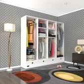 Kenzlife giysi dolabı 4 bölmeli 4 çekmeceli kamil 182*200*42 byz dolap kapaksız thumbnail 1