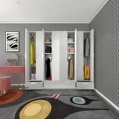 Kenzlife gardırop 8 kapılı 4 çekmeceli zambak 182*200*42 byz kapaklı gardolap dolap - 1