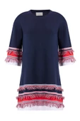 Peraluna HILDA DRESS Çizgili Organik Pamuk Kadın A Form Elbise - Lacivert - 9
